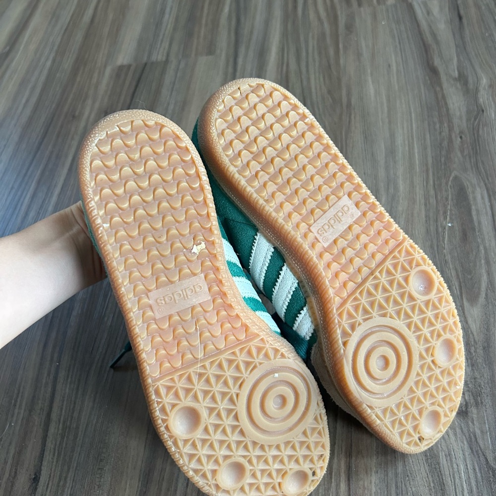 Adidas Green Suede Samba Sneakers with Cream Accents - Picture 5 of 6